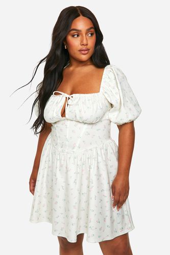 Womens Plus Ditsy Milkmaid Skater Dress - - 16 - boohoo - Modalova