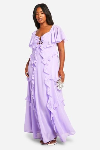 Womens Plus Angel Sleeve Keyhole Ruffle Maxi Dress - - 16 - boohoo - Modalova
