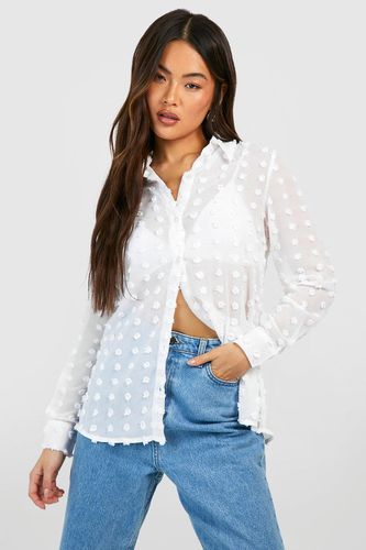 Womens Textured Spot Oversized Shirt - - 10 - boohoo - Modalova