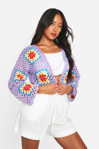 Womens Premium Patchwork Crochet Cropped Cardigan - - L - boohoo - Modalova
