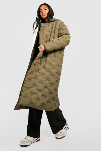 Womens Quilt Detail Longline Puffer Coat - - 10 - boohoo - Modalova
