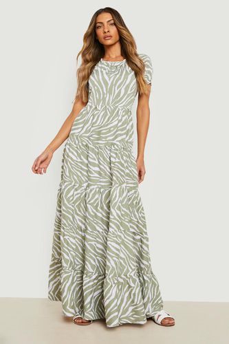 Womens Zebra Tiered Maxi Dress - - 10 - boohoo - Modalova