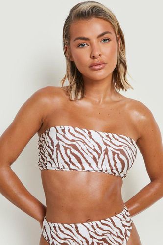Womens Tiger Print Bandeau Tube Bikini Top - - 12 - boohoo - Modalova