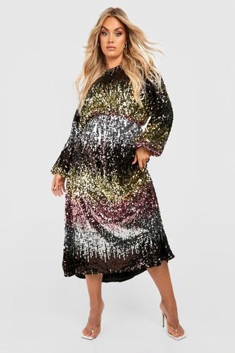 Womens Plus Ombre Sequin Detail Midi Dress - - 16 - boohoo - Modalova