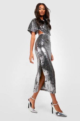 Womens Sequin Angel Sleeve Cut Out Midi Party Dress - - 14 - boohoo - Modalova