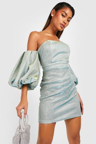 Womens Glitter Puff Sleeve Off The Shoulder Party Dress - - 16 - boohoo - Modalova