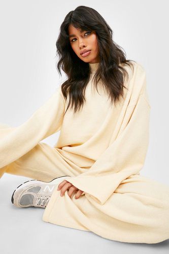 Womens Knitted Funnel Neck Jumper And Flare Co-ord - - M - boohoo - Modalova