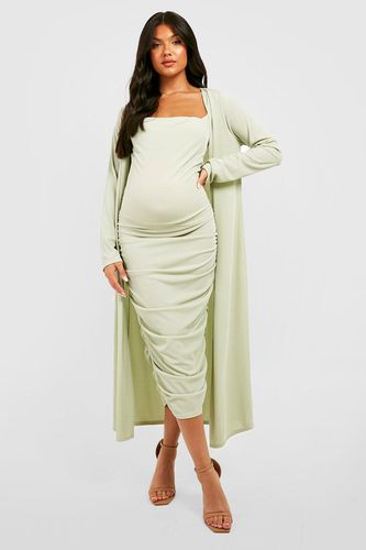 Womens Maternity Rib Strappy Cowl Neck Dress Duster - - 12 - boohoo - Modalova