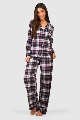 Womens Check Pyjama Shirt & Trouser In A Bag - - 12 - boohoo - Modalova