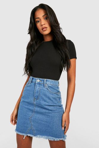 Womens Tall Frayed Hem Denim Mini Skirt - - 10 - boohoo - Modalova