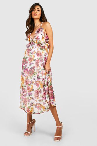 Womens Floral Chiffon Ruffle Slip Dress - - 14 - boohoo - Modalova
