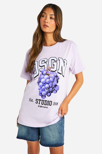 Womens Dsgn Studio Grape Varsity Oversized T-shirt - - L - boohoo - Modalova
