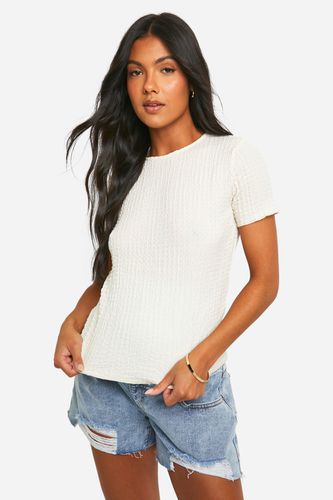 Womens Maternity Textured Lettuce Hem T-shirt - - 14 - boohoo - Modalova