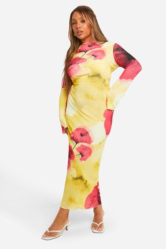 Womens Plus Sheer Scoop Back Floral Maxi Dress - - 18 - boohoo - Modalova