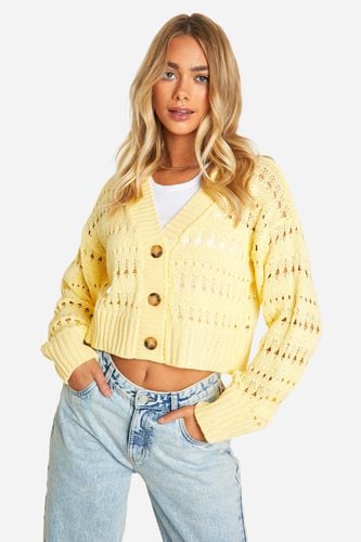 Womens Crochet Button Through Crop Cardigan - - XL - boohoo - Modalova