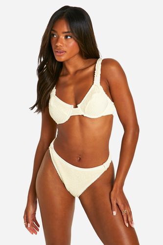 Womens Premium Crinkle Knotted Bikini Brief - - 16 - boohoo - Modalova