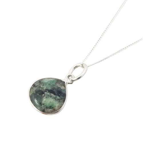 Womens Emerald May Birthstone Sterling Silver Necklace - - 18 inches - Harfi - Modalova