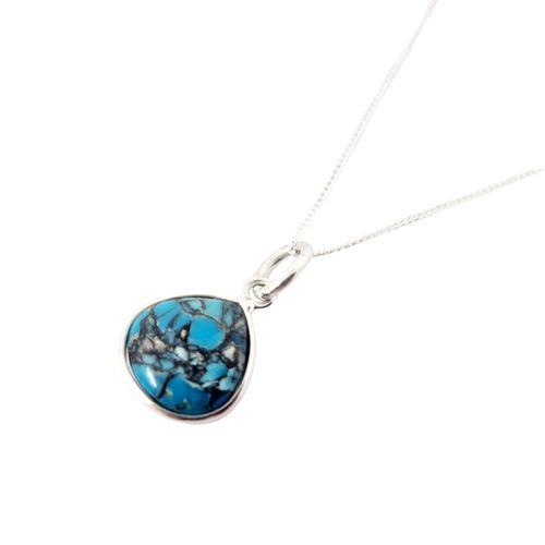 Womens Turquoise December Birthstone Sterling Silver Necklace - - 18 inches - Harfi - Modalova