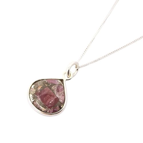 Womens Silver Pink Tourmaline Gemstone Crystal Necklace - - 18 inches - Harfi - Modalova