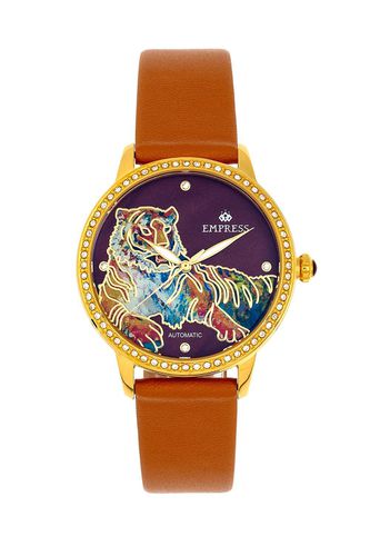 Womens Diana Automatic Engraved MOP Leather-Band Watch - - One Size - Empress - Modalova