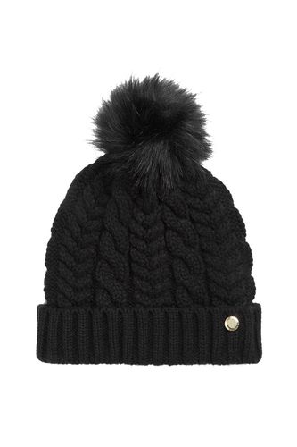 Womens Lauren Cable Cuff Hat with Faux Fur Pom - - One Size - FIORELLI - Modalova