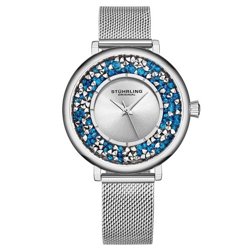 Womens Elegant Gem-Accented Quartz Watch with Stainless Steel Mesh Bracelet - - One Size - STÜHRLING Original - Modalova