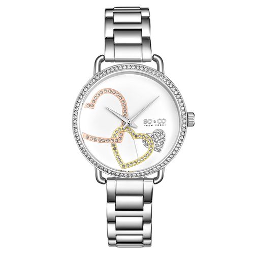 Womens Madison 5577 38mm Crystal Studded Watch with Heart Shaped Accents - - One Size - SO&CO - Modalova