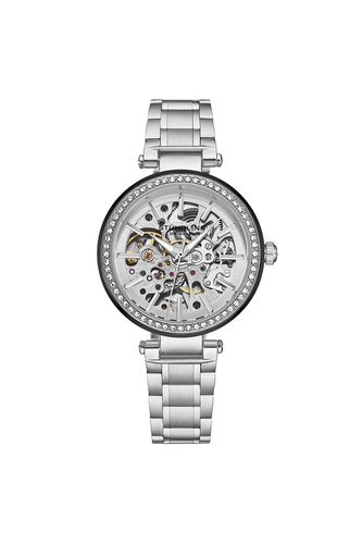 Womens Stuhrling Automatic Skeleton Dial Watch with Crystal Studded Bezel and Stainless Steel Link Bracelet 36mm Case, 3 ATM Water Resistant - - NastyGal UK (+IE) - Modalova