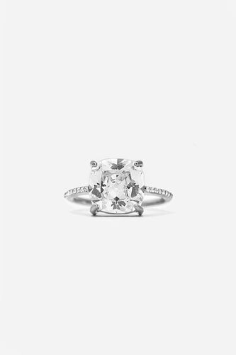 Womens Silver Promise Ring With Square Stone - - S - MUCHV - Modalova