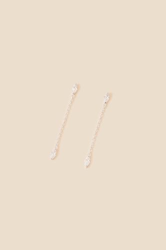 Womens Sterling Silver Sparkle Chain Long Drop Earrings - - One Size - Accessorize - Modalova