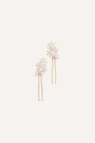 Womens Delicate Pearl Leaf Hair Pins Set of Two - - One Size - Accessorize - Modalova