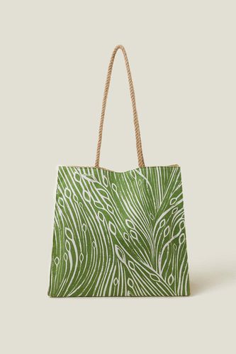 Womens Leaf Print Jute Shopper Bag - - One Size - Accessorize - Modalova