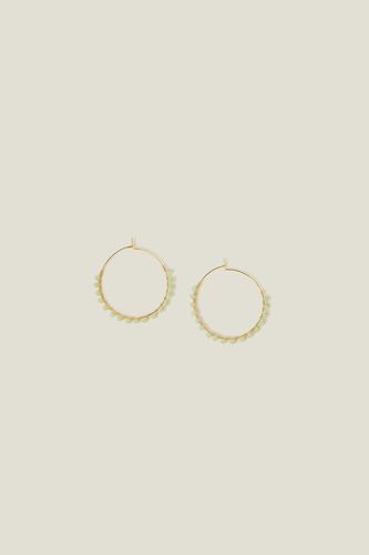 Womens 14ct Gold-Plated Beaded Hoops - - One Size - Accessorize - Modalova