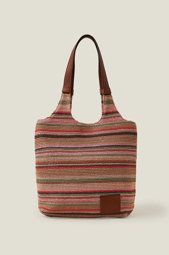 Womens Stripe Raffia Shoulder Bag - - One Size - Accessorize - Modalova