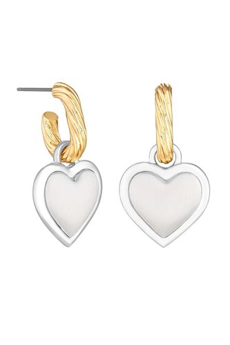 Womens Two Tone Heart Huggie Hoop Earrings - - One Size - Mood - Modalova
