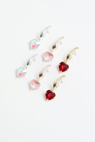 Womens Tri Tone Pretty Pink Heart Charm Hoop Earrings - Pack of 3 - - One Size - NastyGal UK (+IE) - Modalova