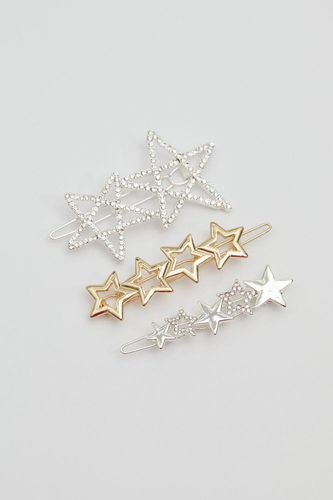 Womens Two Tone Crystal And Polished Star Hair Slides - Pack of 3 - - One Size - NastyGal UK (+IE) - Modalova