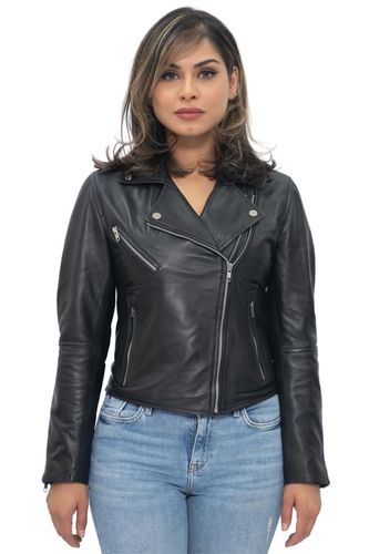 Womens Classic Nappa Leather Retro Biker Jacket-Bergen - - 12 - Infinity Leather - Modalova