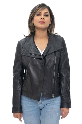 Womens Leather Shawl Wrap Biker Jacket - Riga - - 8 - Infinity Leather - Modalova