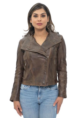 Womens Leather Shawl Wrap Biker Jacket - Riga - - 18 - Infinity Leather - Modalova