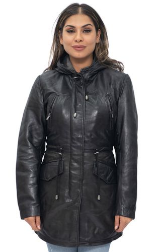 Womens Leather Hooded Parka Jacket-Bucharest - - 8 - Infinity Leather - Modalova
