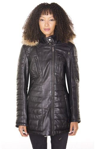 Womens Quilted Leather Parka Jacket-Curitiba - - 8 - Infinity Leather - Modalova