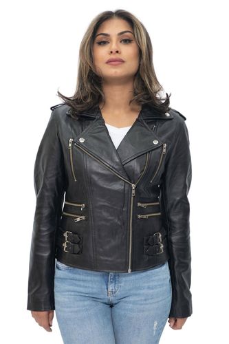 Womens Leather Vintage Brando Biker Jacket-Orlando - - 12 - Infinity Leather - Modalova