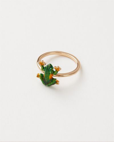 Womens FABLE Enamel Frog Ring - Small - 2cm - Fable England - Modalova