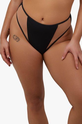 Womens Eloise High-Waist High-Leg Bikini Bottoms With Nude Mesh - 16 - Wolf & Whistle - Modalova