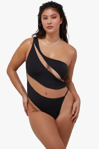 Womens Eloise Fuller Bust Asymmetric Swimsuit With Nude Mesh - 18E-F - Wolf & Whistle - Modalova