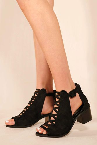 Womens 'Reydah' Mid High Block Heel Sandals With Peep Toe & Criss Cross Detail - - 4 - NastyGal UK (+IE) - Modalova