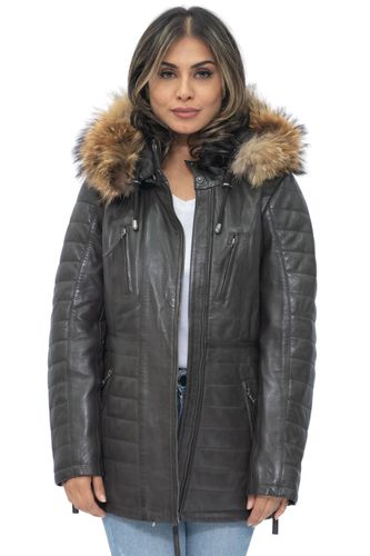 Womens Quilted Leather Parka Jacket-Curitiba - - 18 - Infinity Leather - Modalova