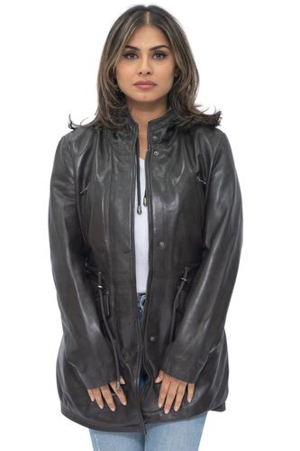 Womens Leather Hooded Parka Jacket-Bucharest - - 10 - Infinity Leather - Modalova