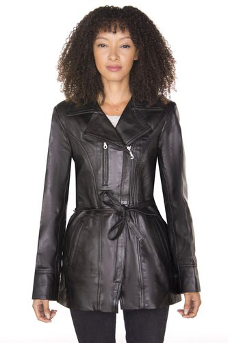 Womens Leather Long Biker Jacket-Muscat - - 24 - Infinity Leather - Modalova